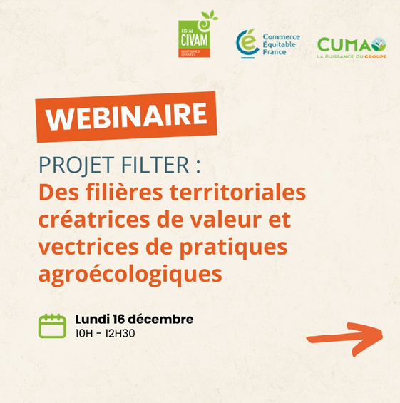 Projet FILTER : Des filières territoriales créatrices de valeur et vectrices de pratiques agroécologique - Webinaire